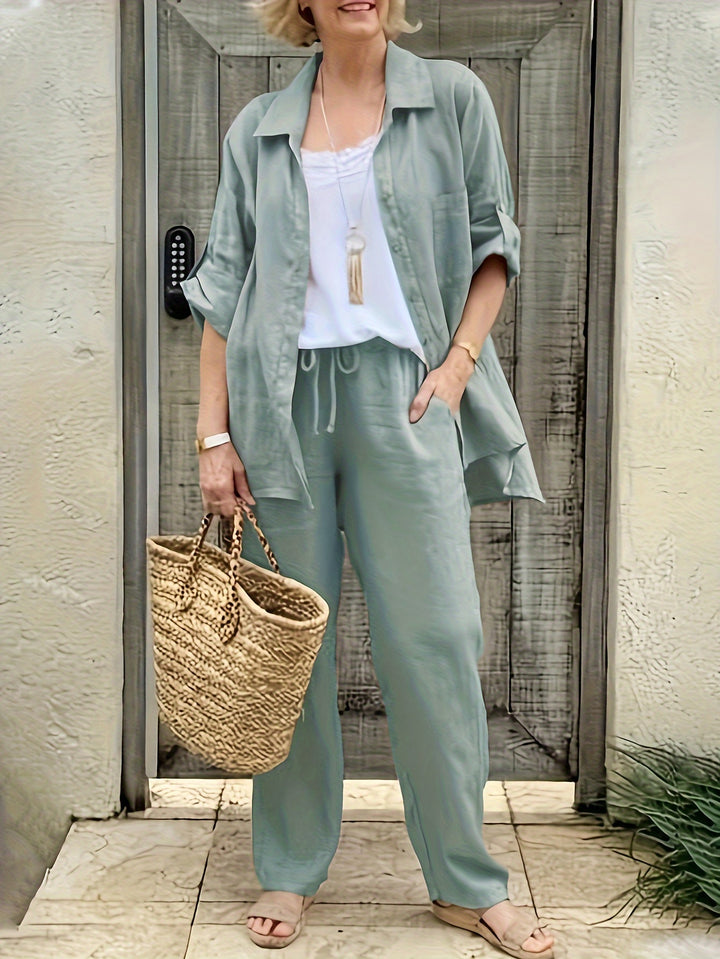 Women's Solid Two-Piece Set