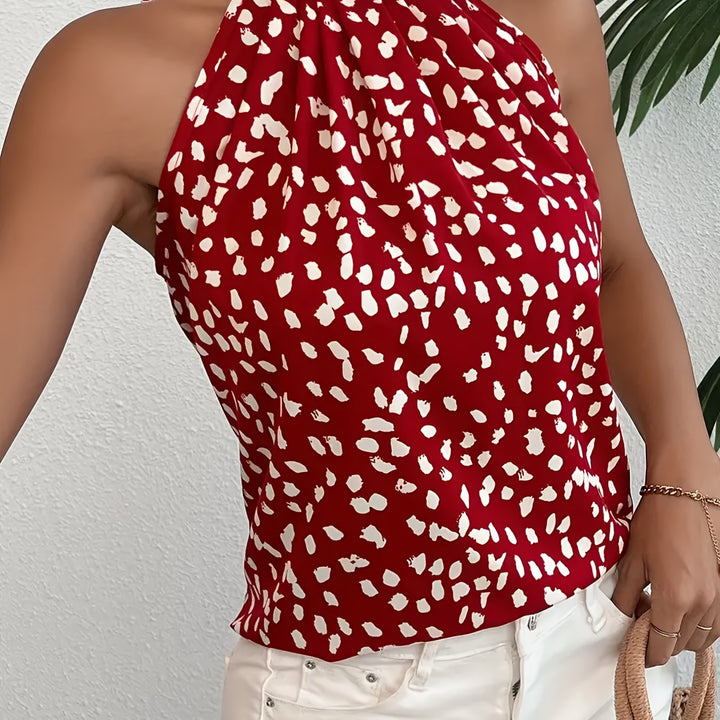 Polka Dot Halter Neck Back-Tie Top