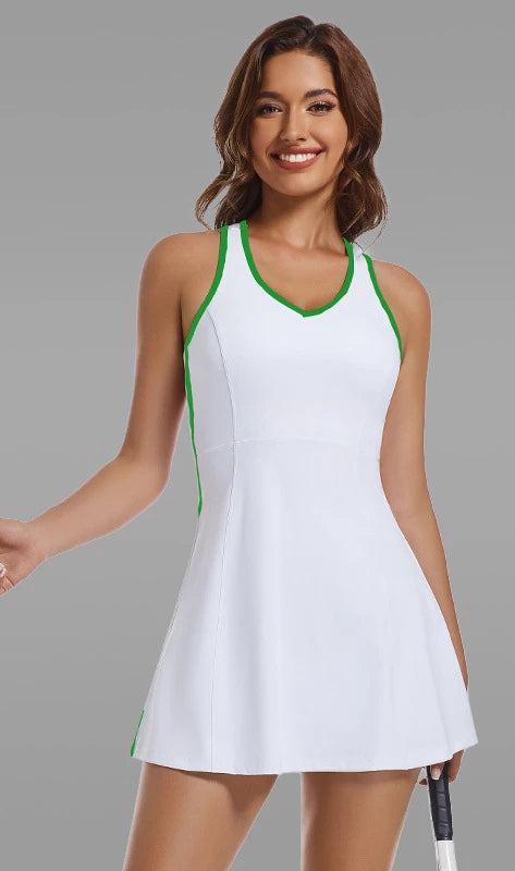 Slim Fit Sleeveless Tennis Dress – Quick-Dry & Built-In Bra