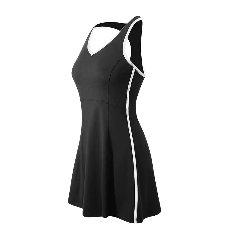 Slim Fit Sleeveless Tennis Dress – Quick-Dry & Built-In Bra