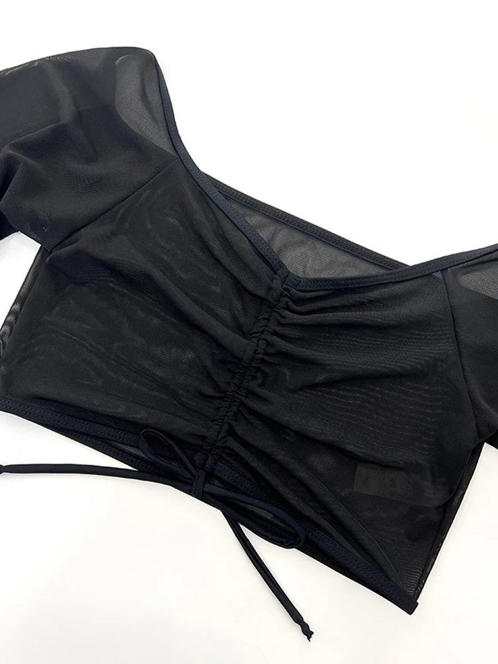 4-Piece Bikini Set with Drawstring Cover-Up