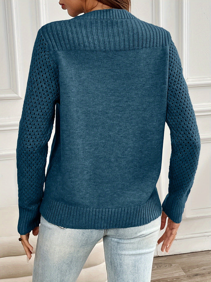 Eyelet Embroidered Knitted Sweater