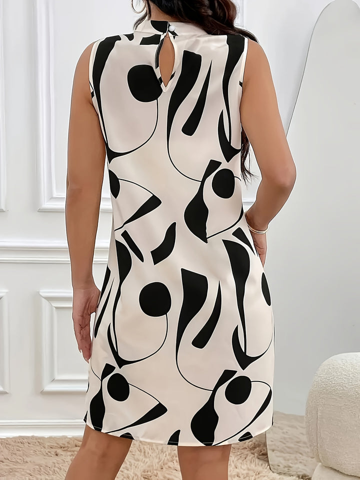 Sleeveless Abstract Print Dress