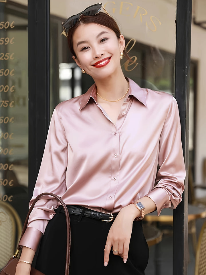 Chic Satin Long Sleeve Blouse