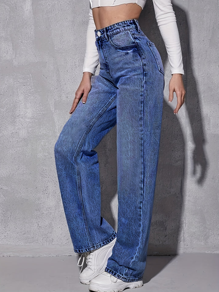 High-Waisted Straight Leg Jeans