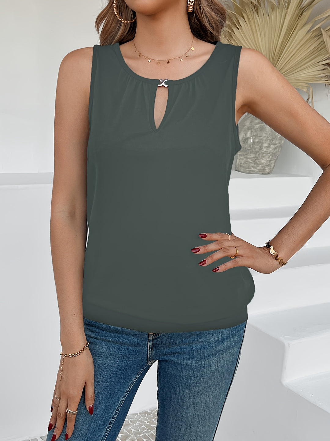 Simple Crew Neck Blouse
