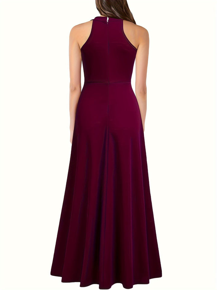 Elegant Split Maxi Solid Dress