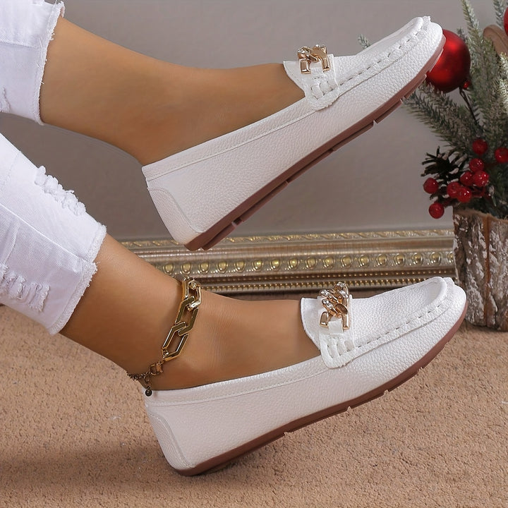 Elegant White Slip-On Loafers for Women
