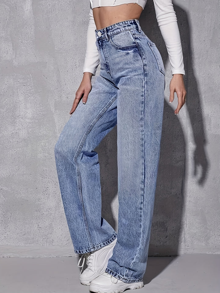 High-Waisted Straight Leg Jeans