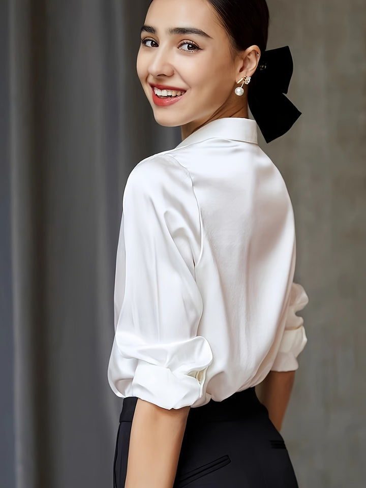 Chic Satin Long Sleeve Blouse