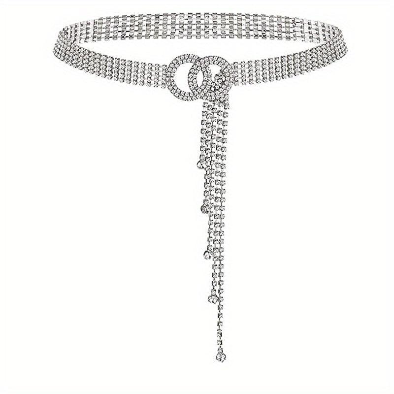 Double O-Ring Rhinestone Waistband Belt