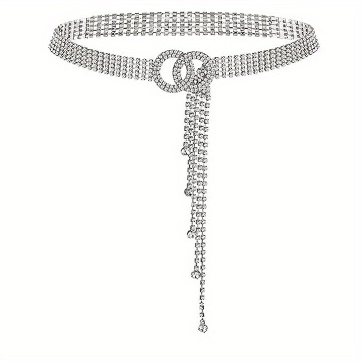 Double O-Ring Rhinestone Waistband Belt