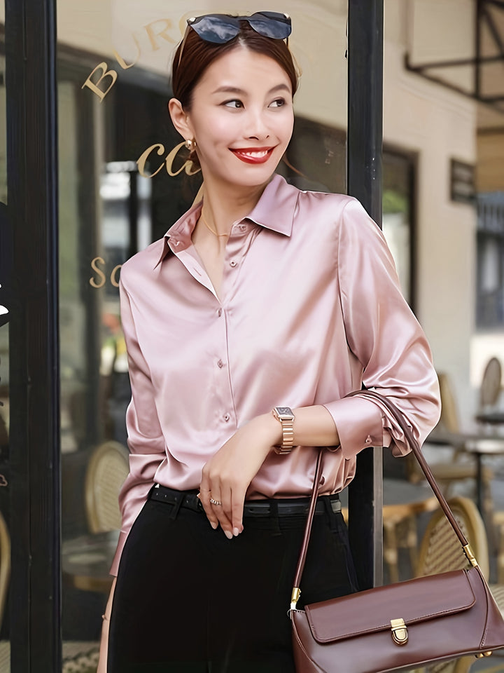Chic Satin Long Sleeve Blouse