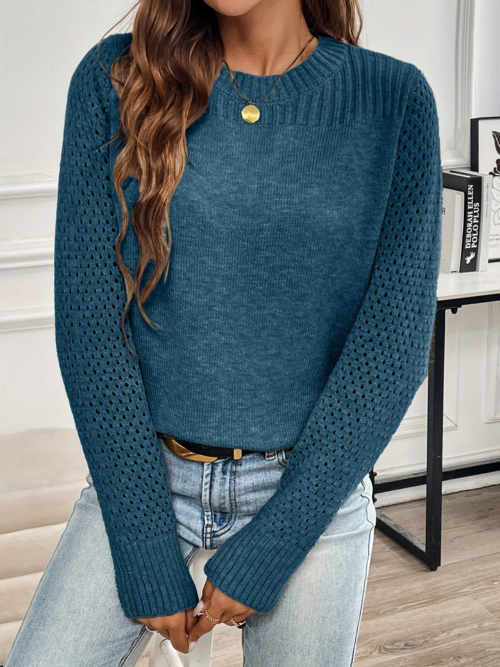 Eyelet Embroidered Knitted Sweater