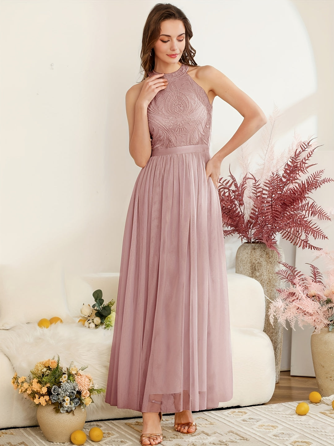 Elegant Blush Maxi Dress