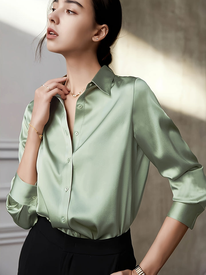 Chic Satin Long Sleeve Blouse