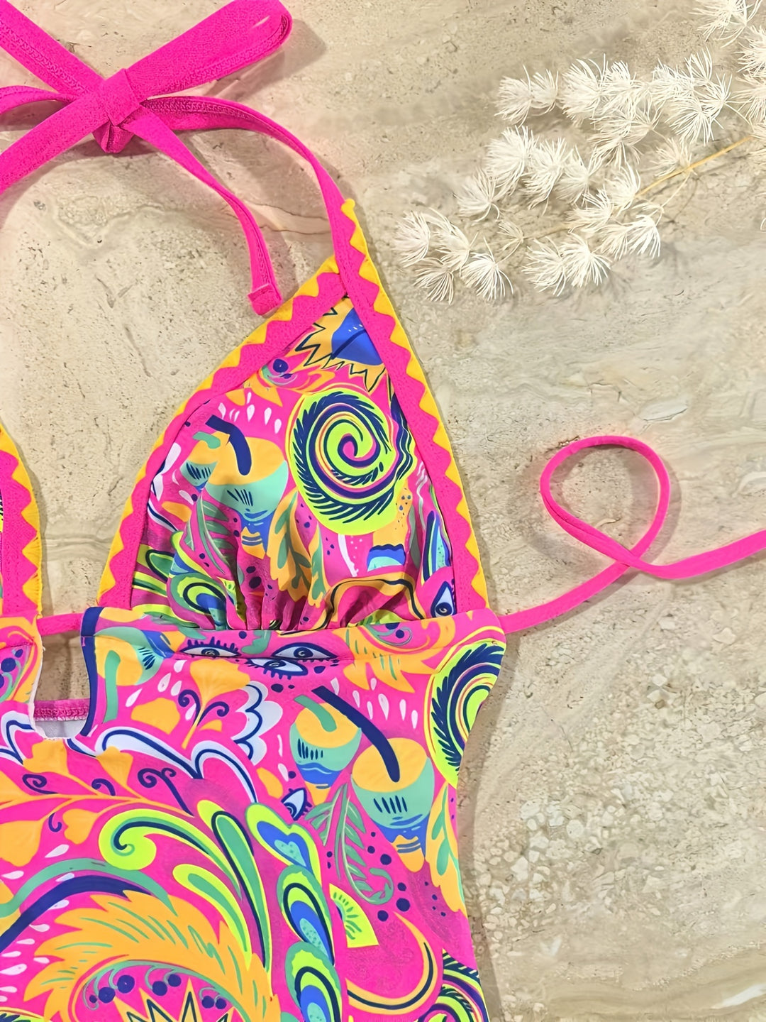 One-Piece Swimsuit with Lace-Up Detail