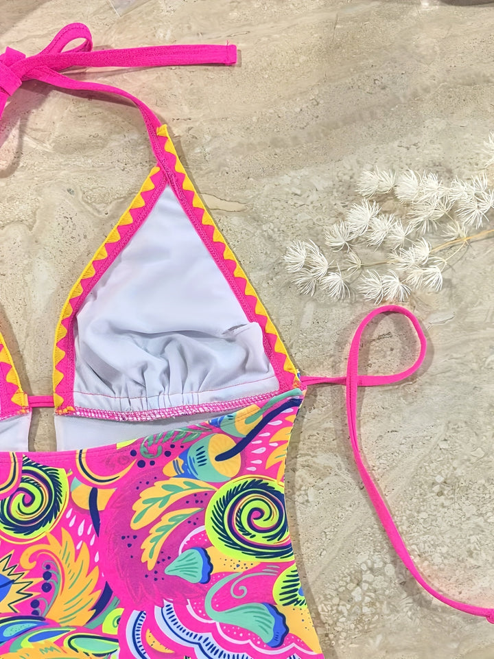 One-Piece Swimsuit with Lace-Up Detail
