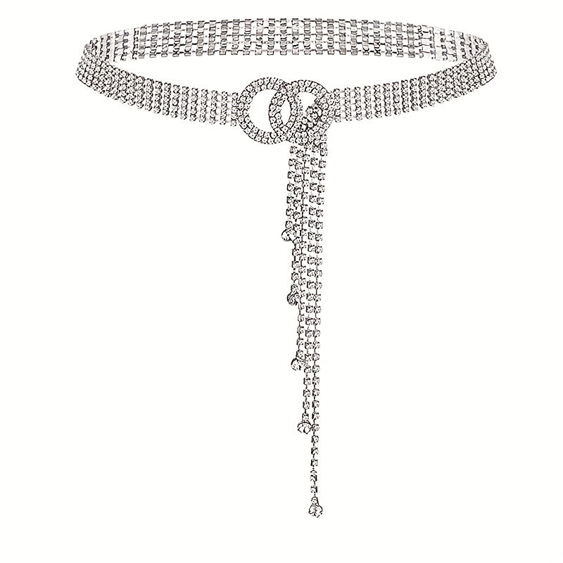 Double O-Ring Rhinestone Waistband Belt