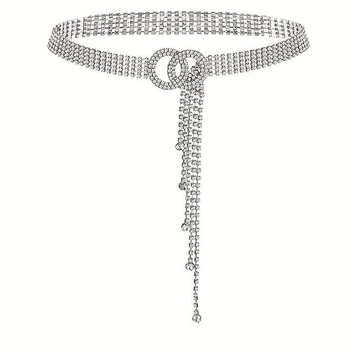 Double O-Ring Rhinestone Waistband Belt