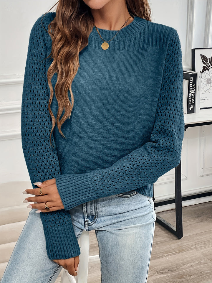 Eyelet Embroidered Knitted Sweater
