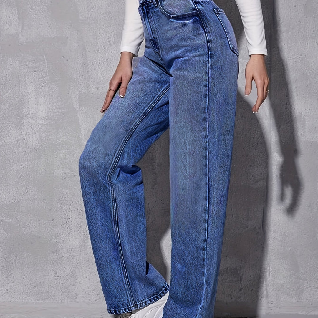 High-Waisted Straight Leg Jeans