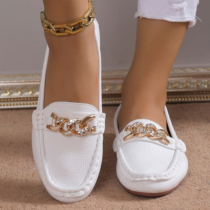 Elegant White Slip-On Loafers for Women