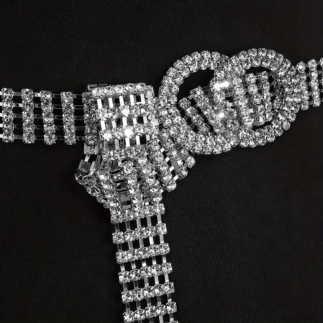 Double O-Ring Rhinestone Waistband Belt