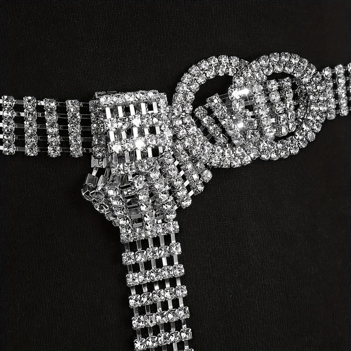 Double O-Ring Rhinestone Waistband Belt